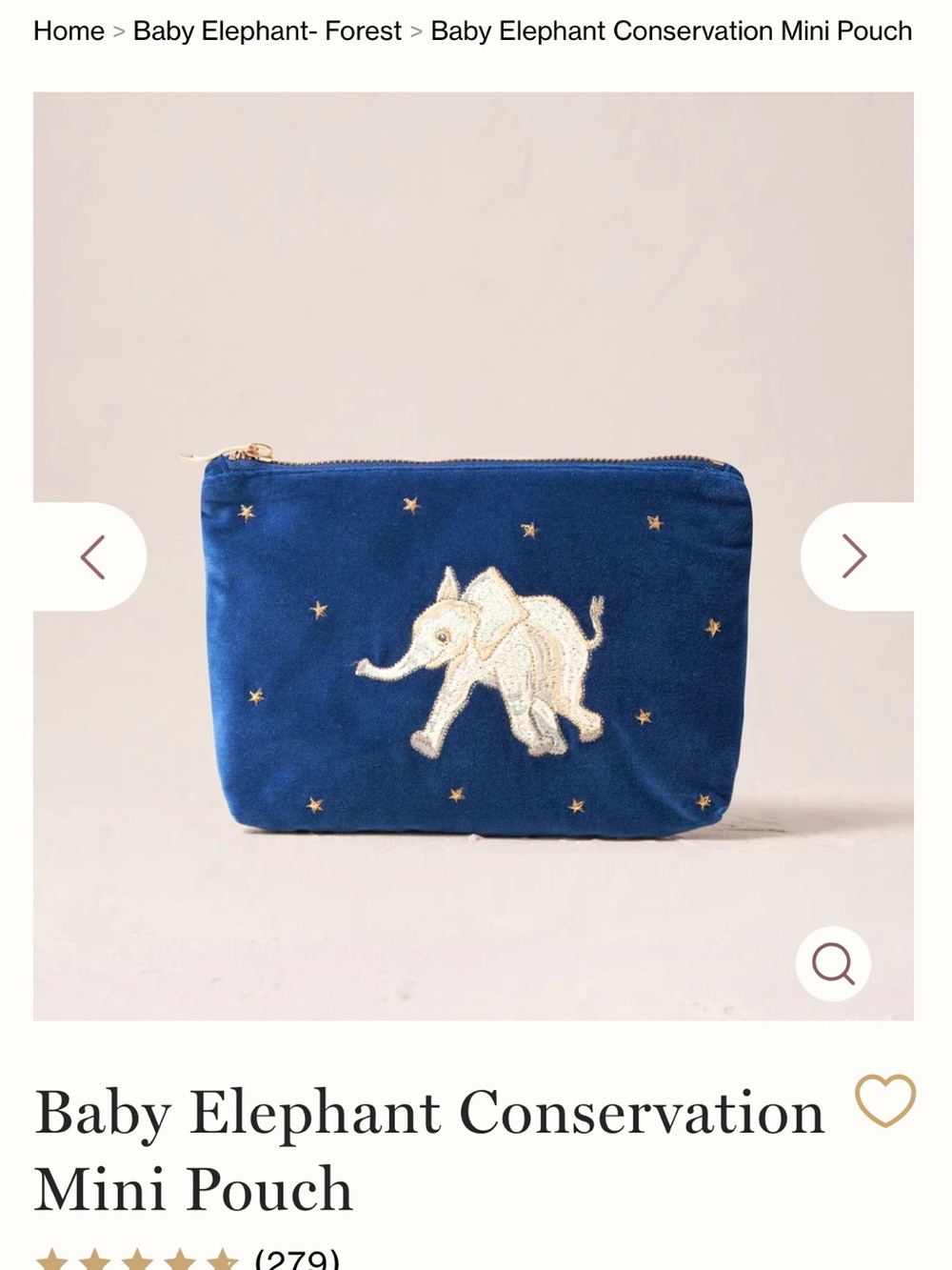 Baby Elephant Conservation Mini Pouch - Blue